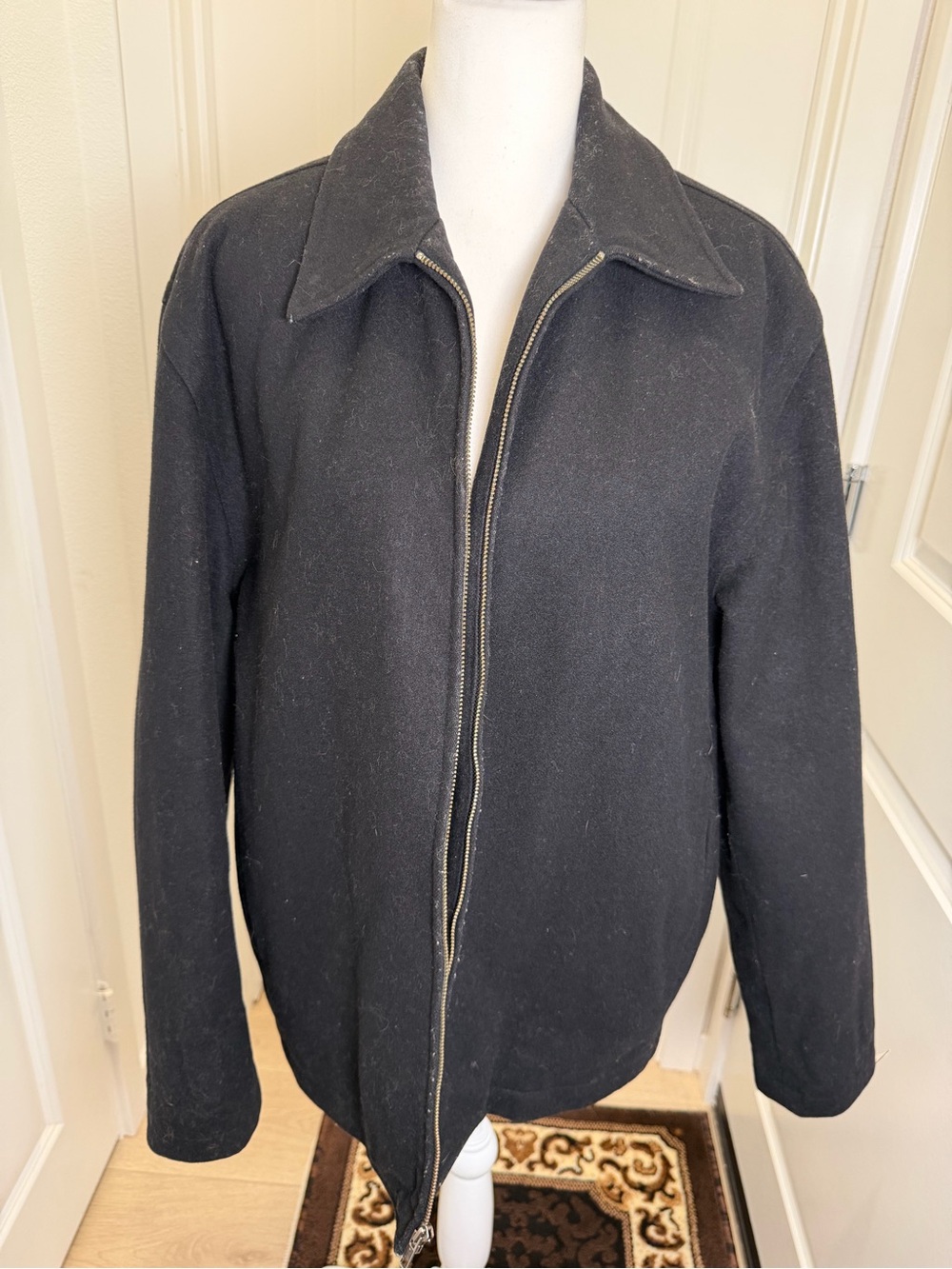 Vintage GAP Black Wool Zip Jacket Quilted Lined Coat Men’s Medium